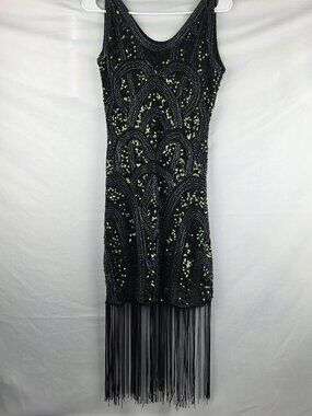 Vintage Sequined, Beaded and Fringed Flapper Dress